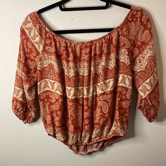 E&M Boho Paisley Crop Top in Rust size L - Picture 5 of 5